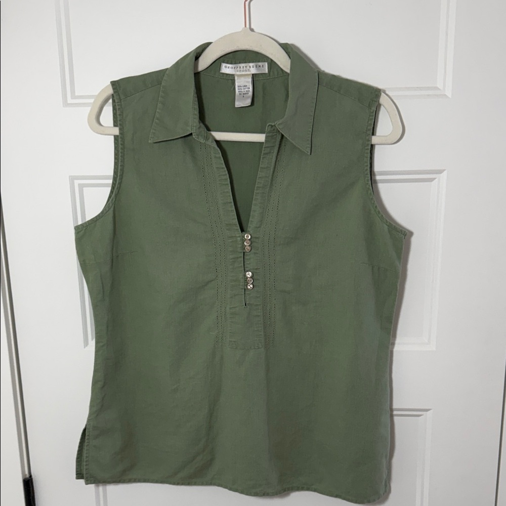 Geoffrey Beene Sleeveless Linen Blend Top